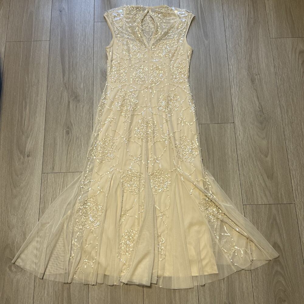 NWT Adrianna Papell Womens Beaded Sequined Sleeveless Midi Champagne/nude 6 - Picture 13 of 16